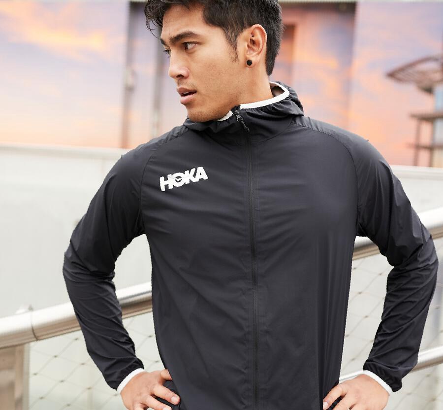 Hoka One One Full-Zip Wind Jacka Herr - Svarta - CPAJO-3496